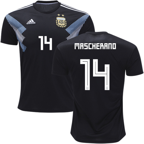 Argentina #14 Mascherano Away Kid Soccer Country Jersey - Click Image to Close